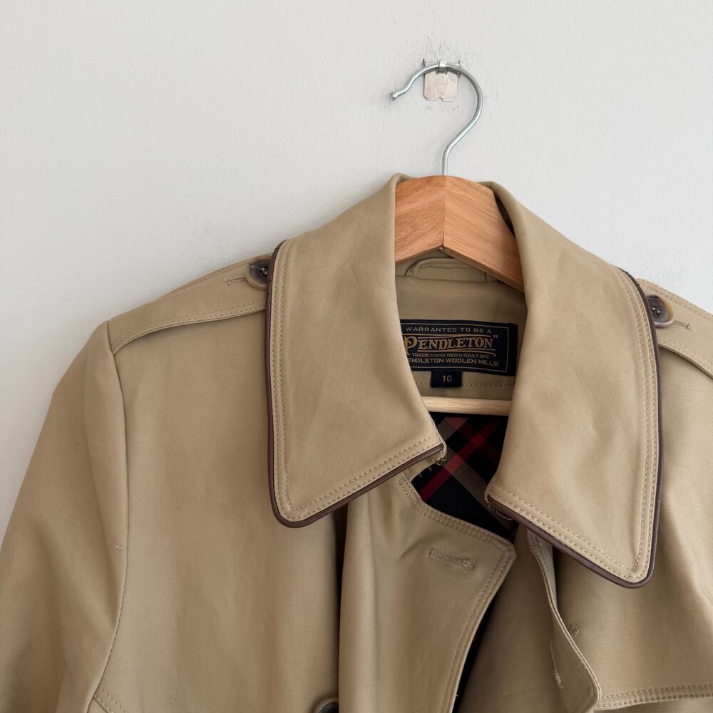 Pendleton Lined Button Front Belted Collared Tren… - image 7